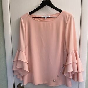 Studio by Badgley Mischka Blush Pink Ruffle Sleeve Blouse